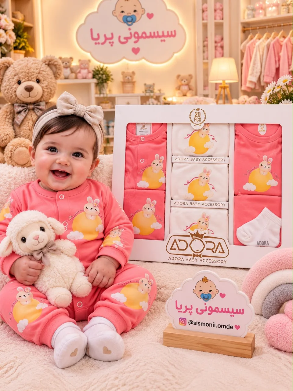 ست نوزادی بیست تکه آدورا تماما نخ پنبه ای