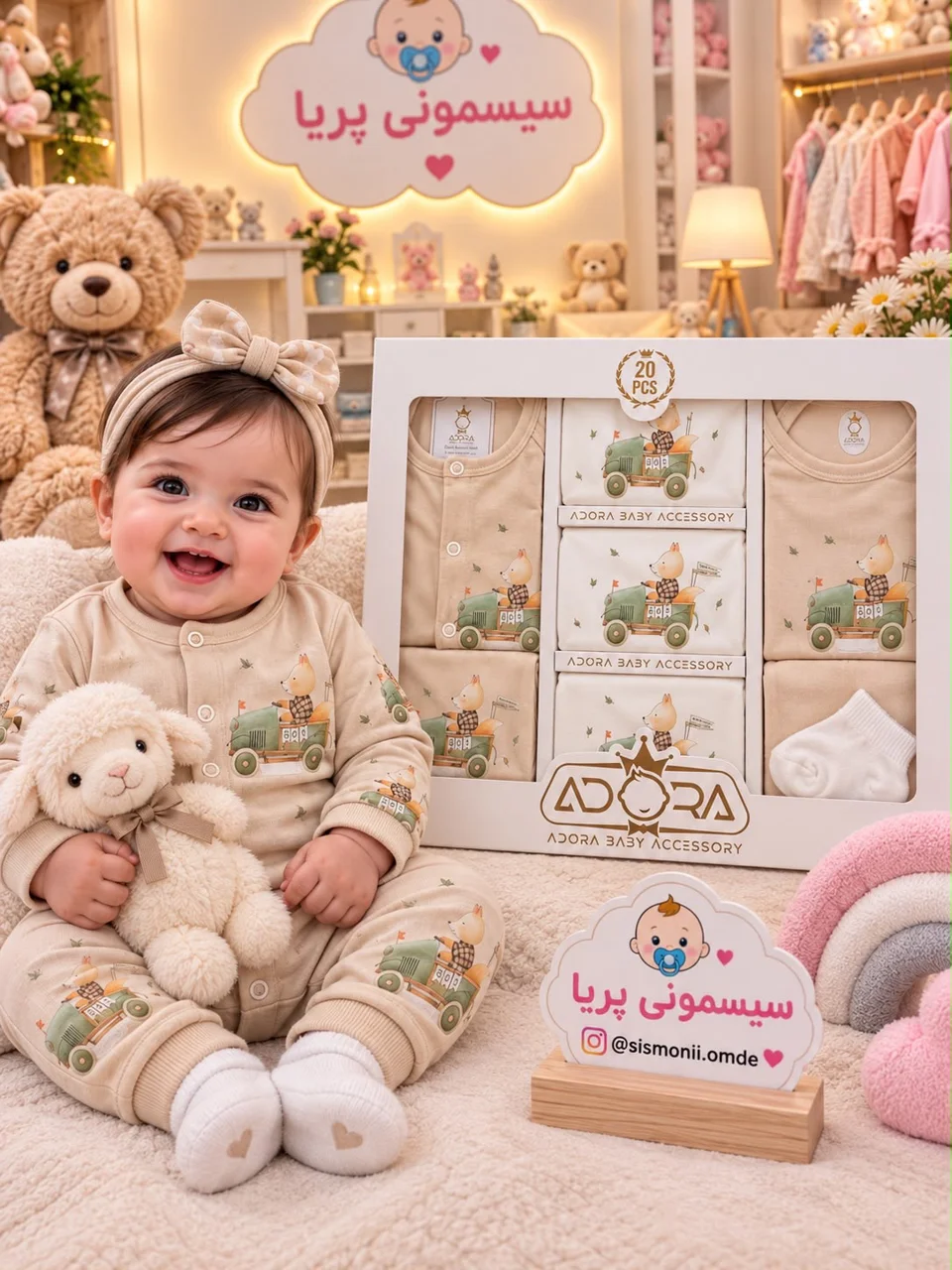 ست نوزادی بیست تکه آدورا تماما نخ پنبه ای