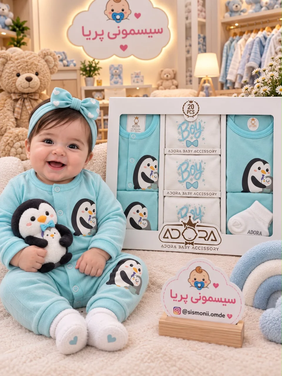 ست نوزادی بیست تکه آدورا تماما نخ پنبه ای